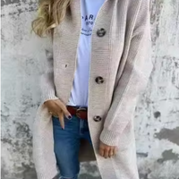 Damen Lange Strickjacke Elegant Casual Herbst