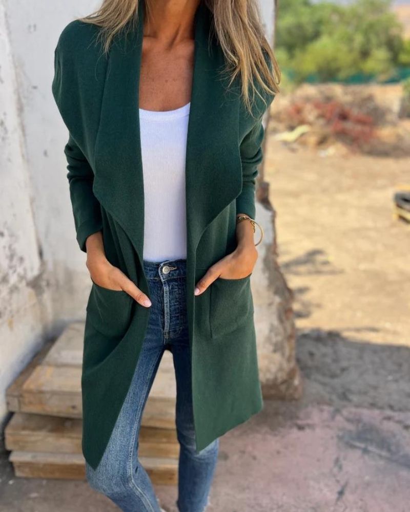 Damen Cardigan Strickjacke Revers Regular Fit Casual