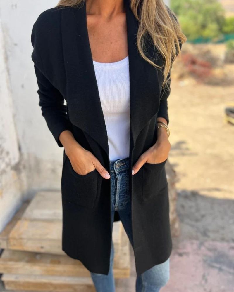 Damen Cardigan Strickjacke Revers Regular Fit Casual