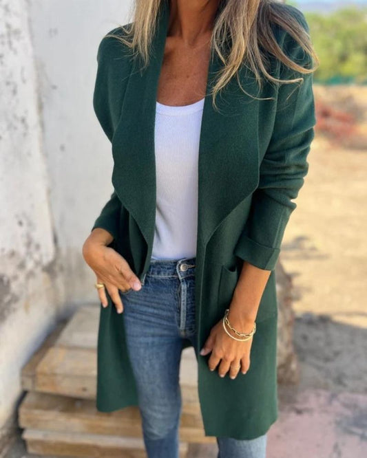 Damen Cardigan Strickjacke Revers Regular Fit Casual