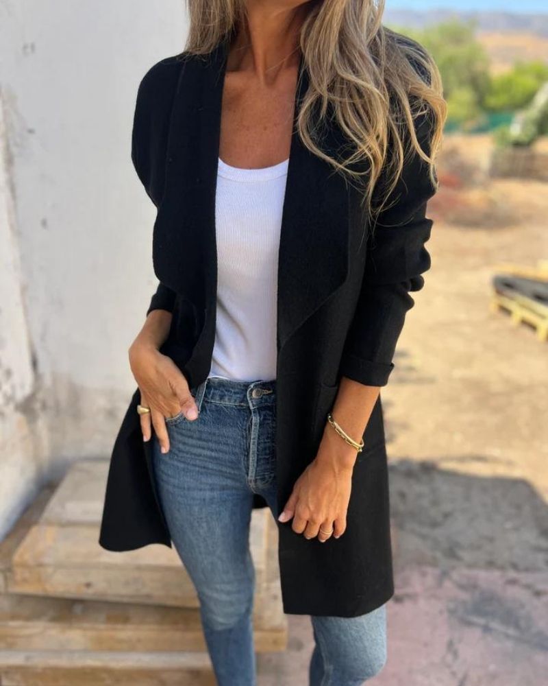 Damen Cardigan Strickjacke Revers Regular Fit Casual