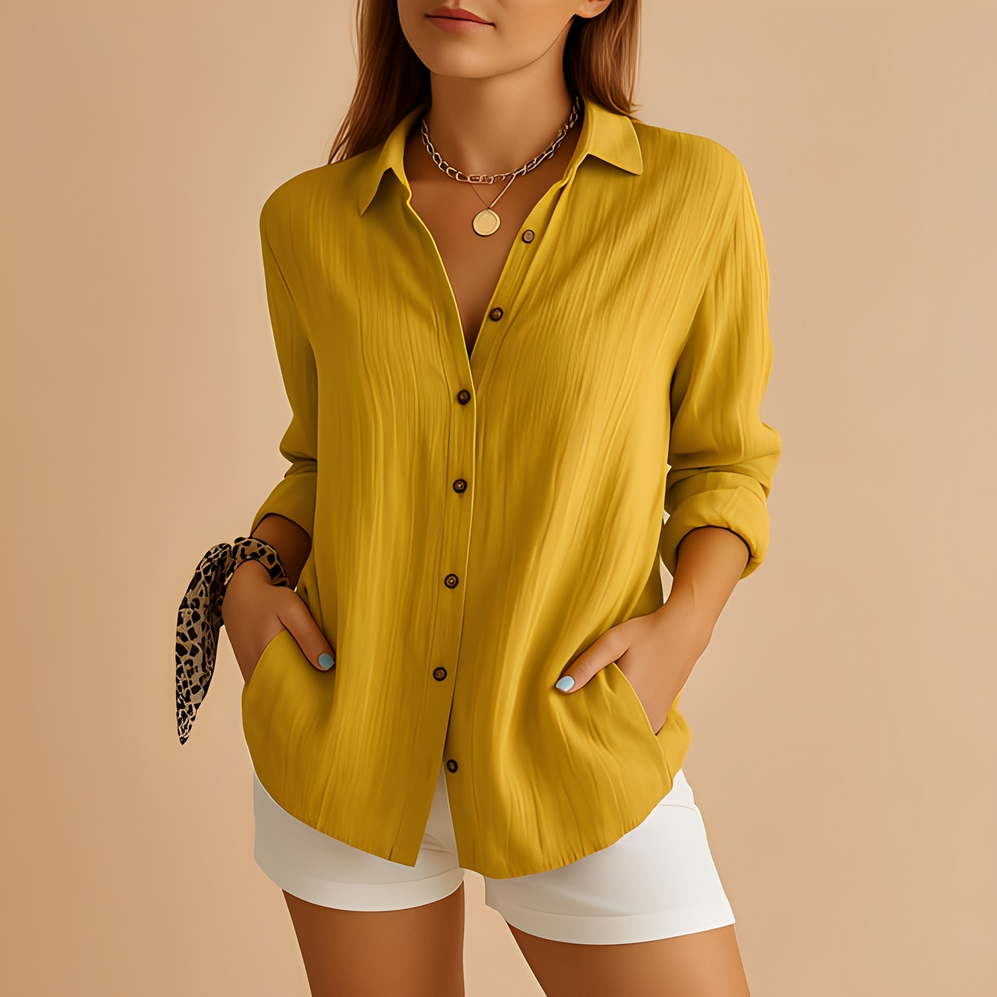 Leichte Langarmbluse Damen Relaxed Fit Freizeit