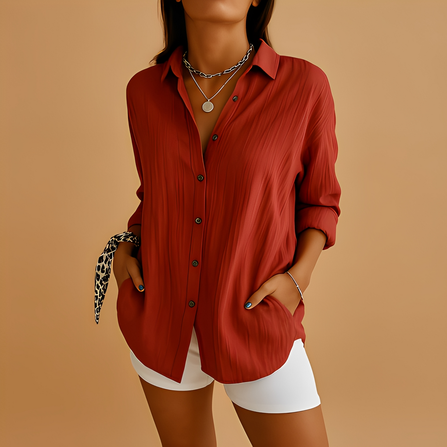 Leichte Langarmbluse Damen Relaxed Fit Freizeit