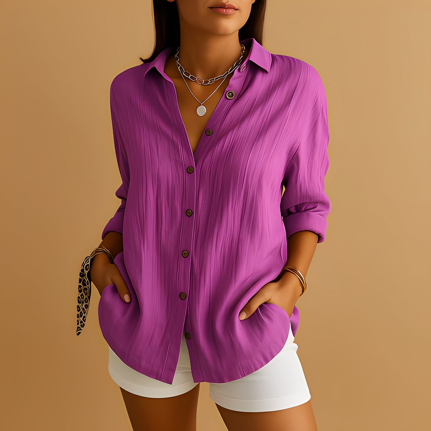 Leichte Langarmbluse Damen Relaxed Fit Freizeit