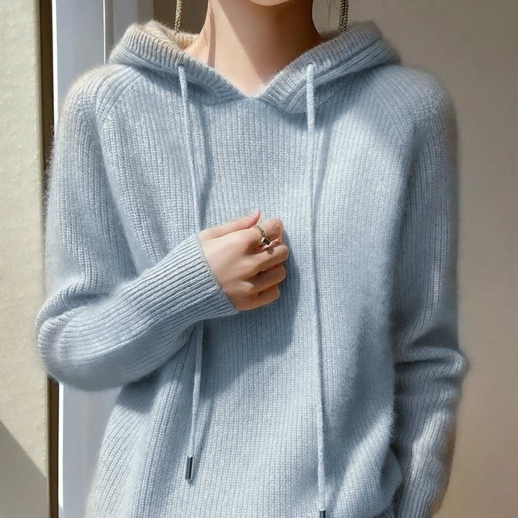 Damen Hoodie Relaxed Fit mit Rippdetails
