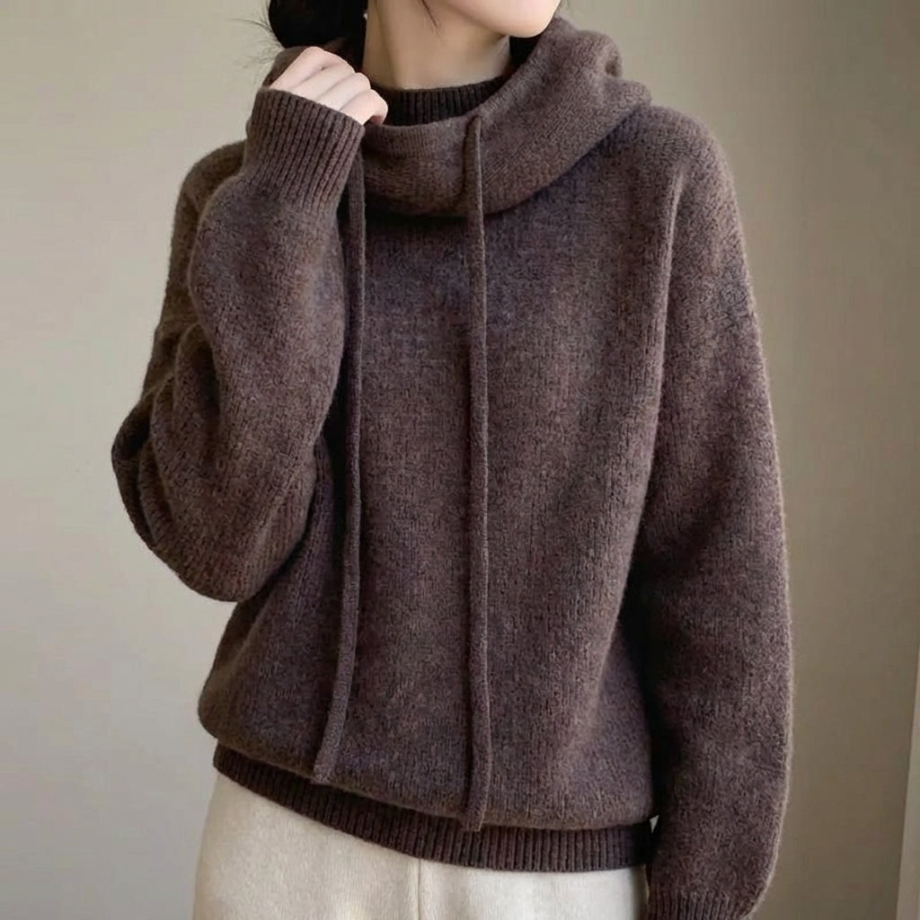 Damen Strick-Hoodie Relaxed Fit mit Kordelkapuze