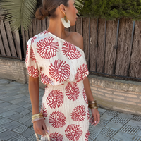 Helma | Elegantes One-Shoulder Minikleid mit floraler Struktur & femininem Schnitt