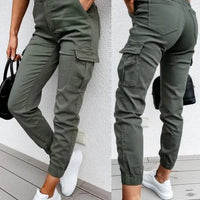 Damen Slim Fit Cargo-Hose Freizeit hohe Taille