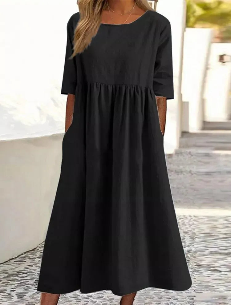 Damen Kleid Regular Fit Freizeit mit Rundhalsausschnitt und Taschen