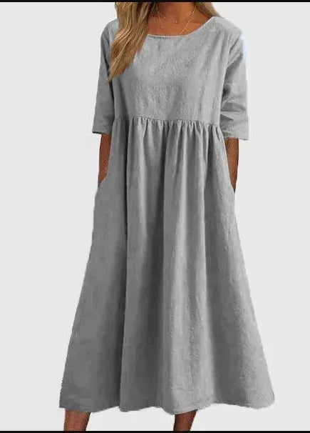 Damen Kleid Regular Fit Freizeit mit Rundhalsausschnitt und Taschen