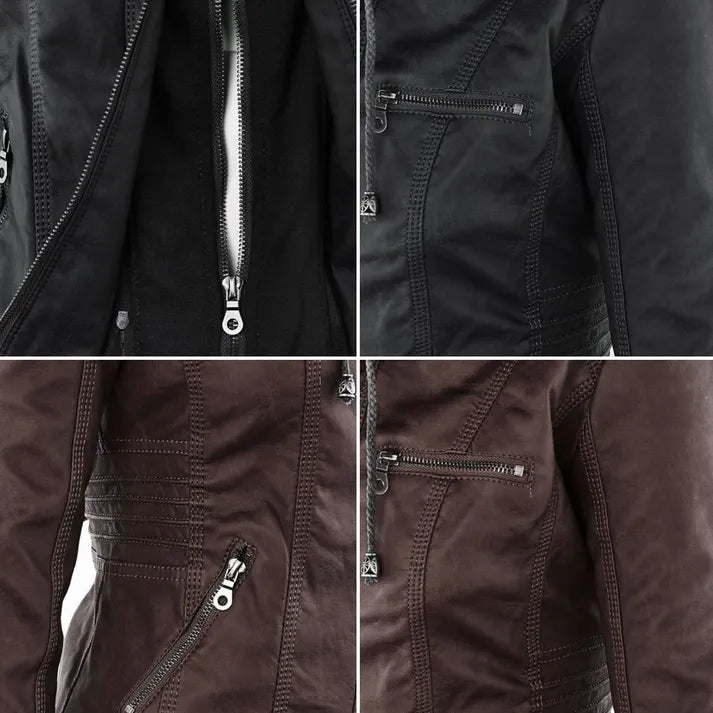 Damen Slim Fit Kapuzenjacke Casual mit abnehmbarer Kapuze