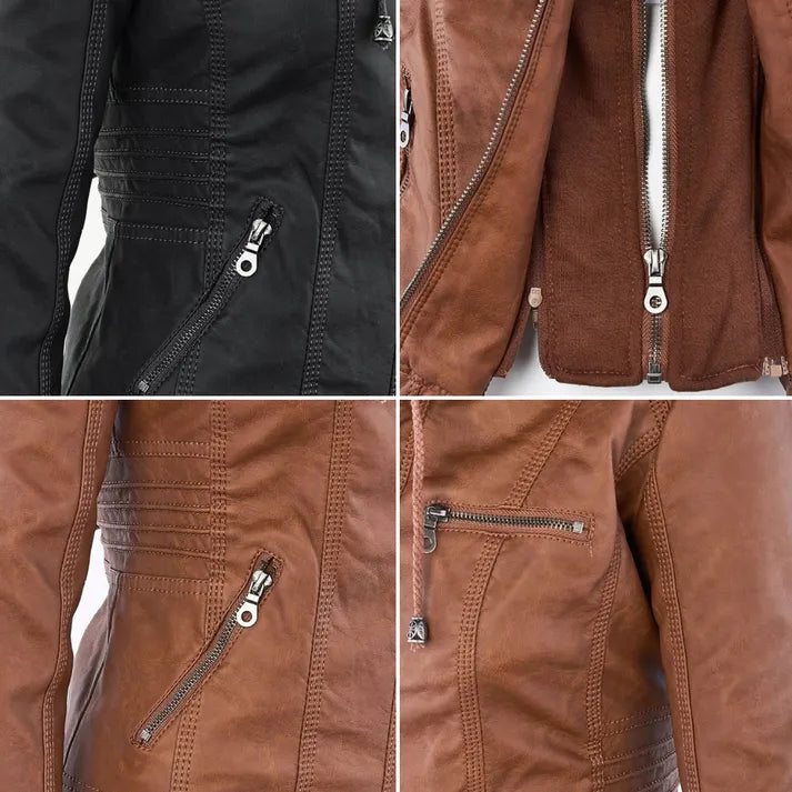Damen Slim Fit Kapuzenjacke Casual mit abnehmbarer Kapuze