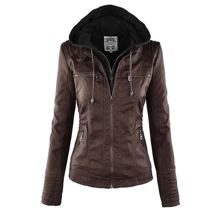 Damen Slim Fit Kapuzenjacke Casual mit abnehmbarer Kapuze