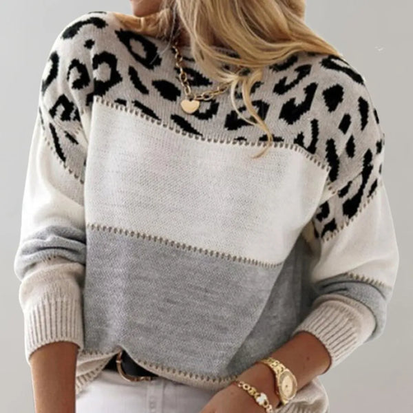 Damen Pullover Regular Fit Freizeit mit Leopardenmuster