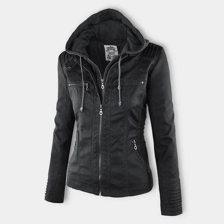 Damen Slim Fit Kapuzenjacke Casual mit abnehmbarer Kapuze