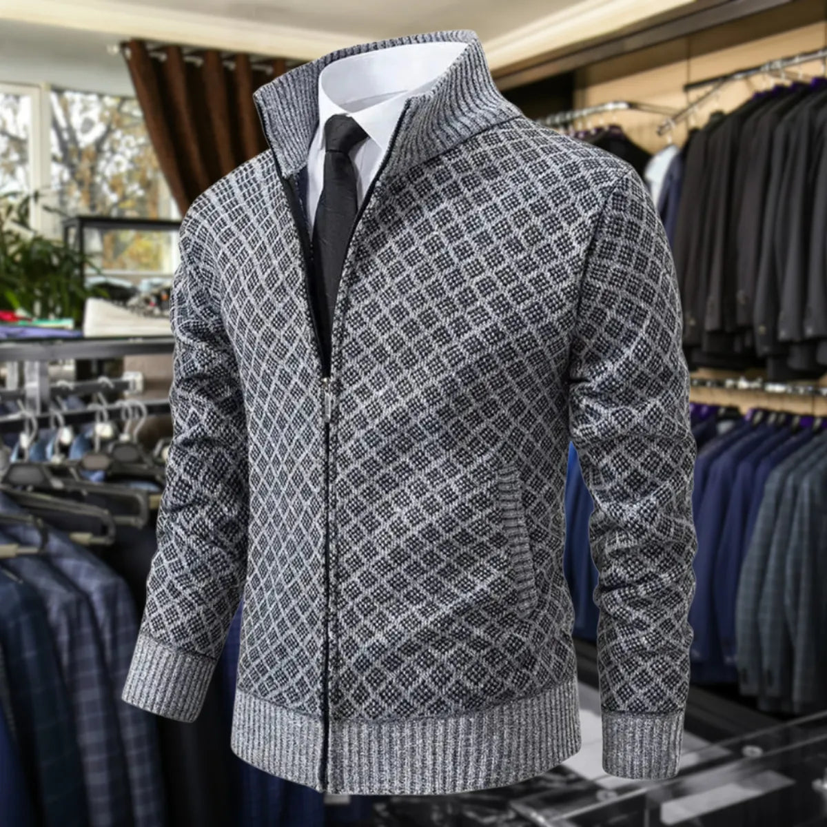 Herren Slim Fit Weste Business Freizeit mit Webmuster