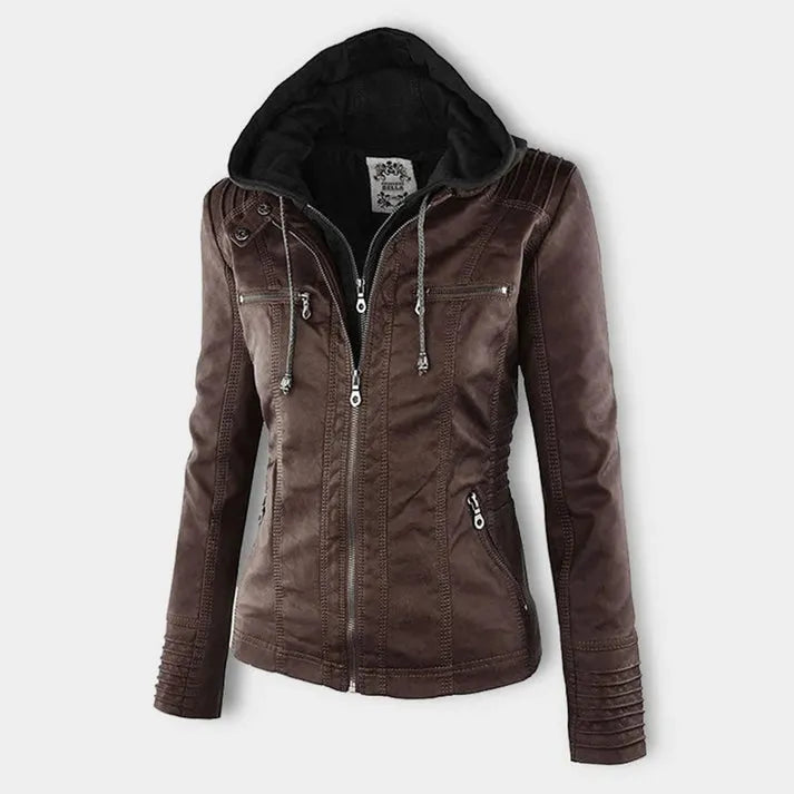 Damen Slim Fit Kapuzenjacke Casual mit abnehmbarer Kapuze