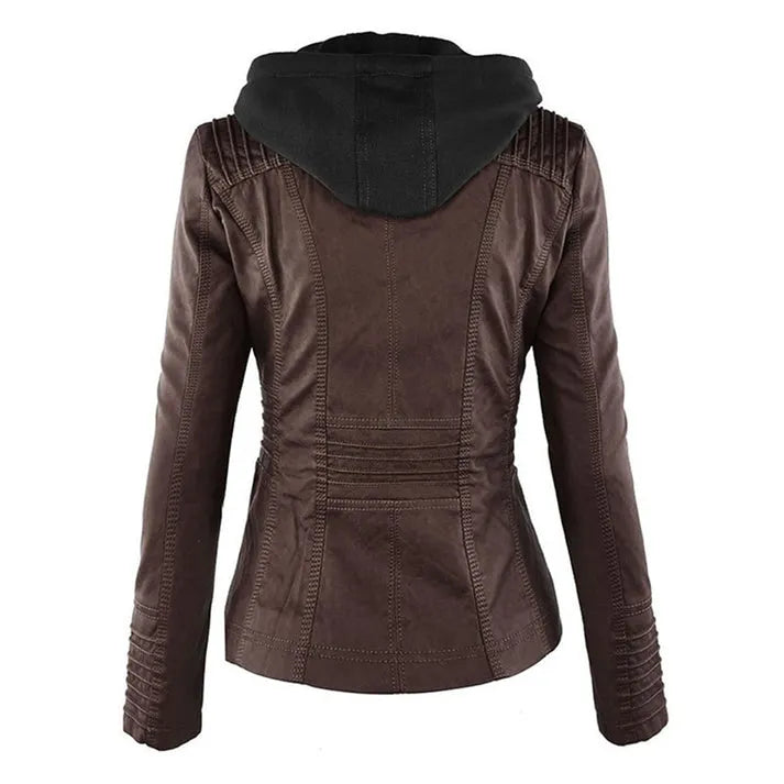 Damen Slim Fit Kapuzenjacke Casual mit abnehmbarer Kapuze