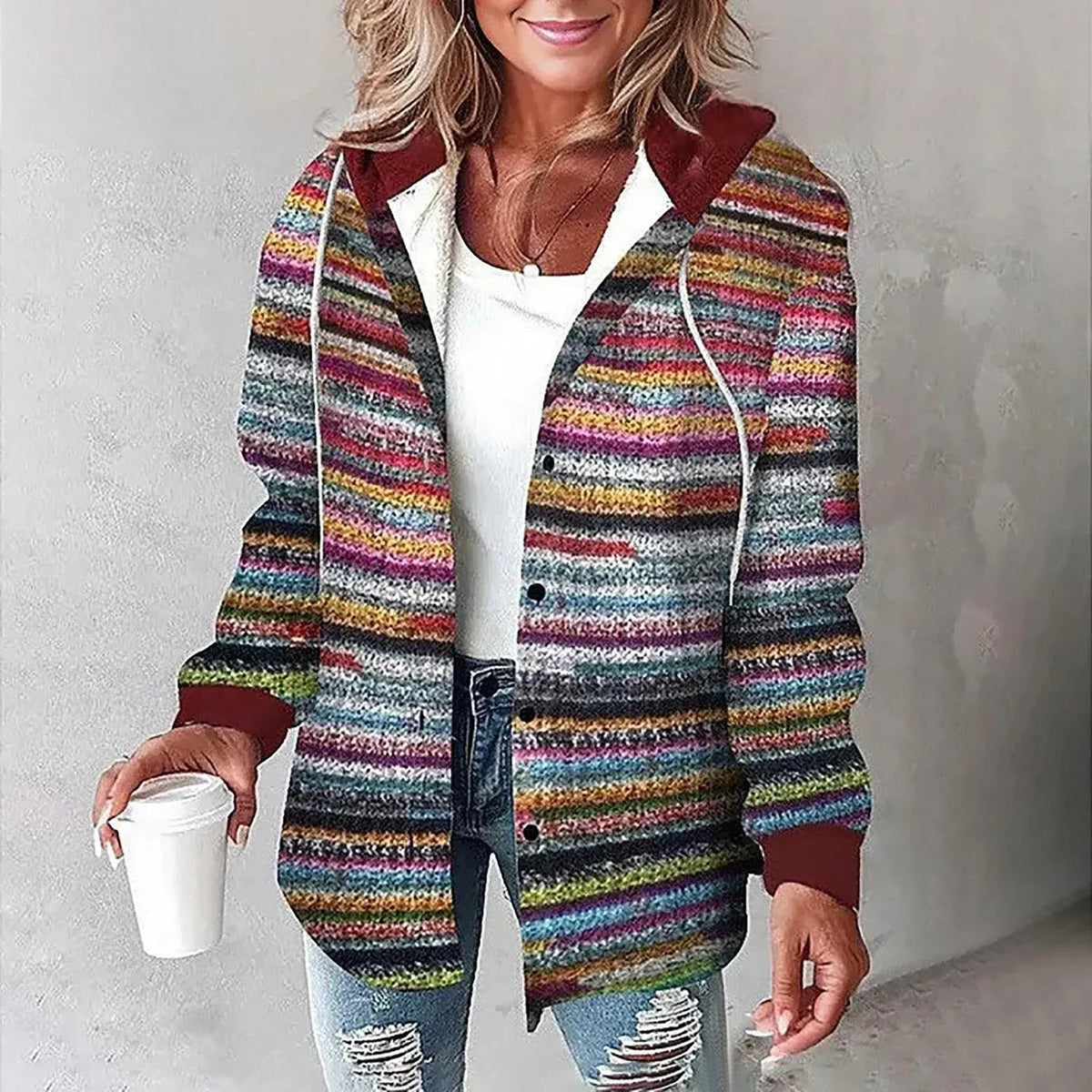 Damen Übergangsjacke Relaxed Fit Casual mit Karomuster