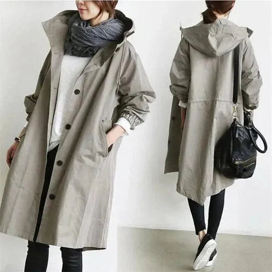 Damen Trenchcoat Lang Relaxed Fit Casual Elegant