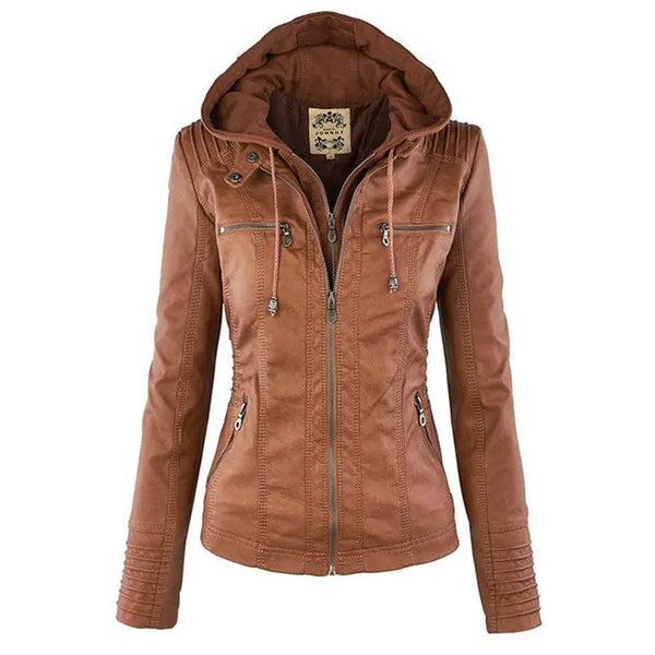 Damen Slim Fit Kapuzenjacke Casual mit abnehmbarer Kapuze