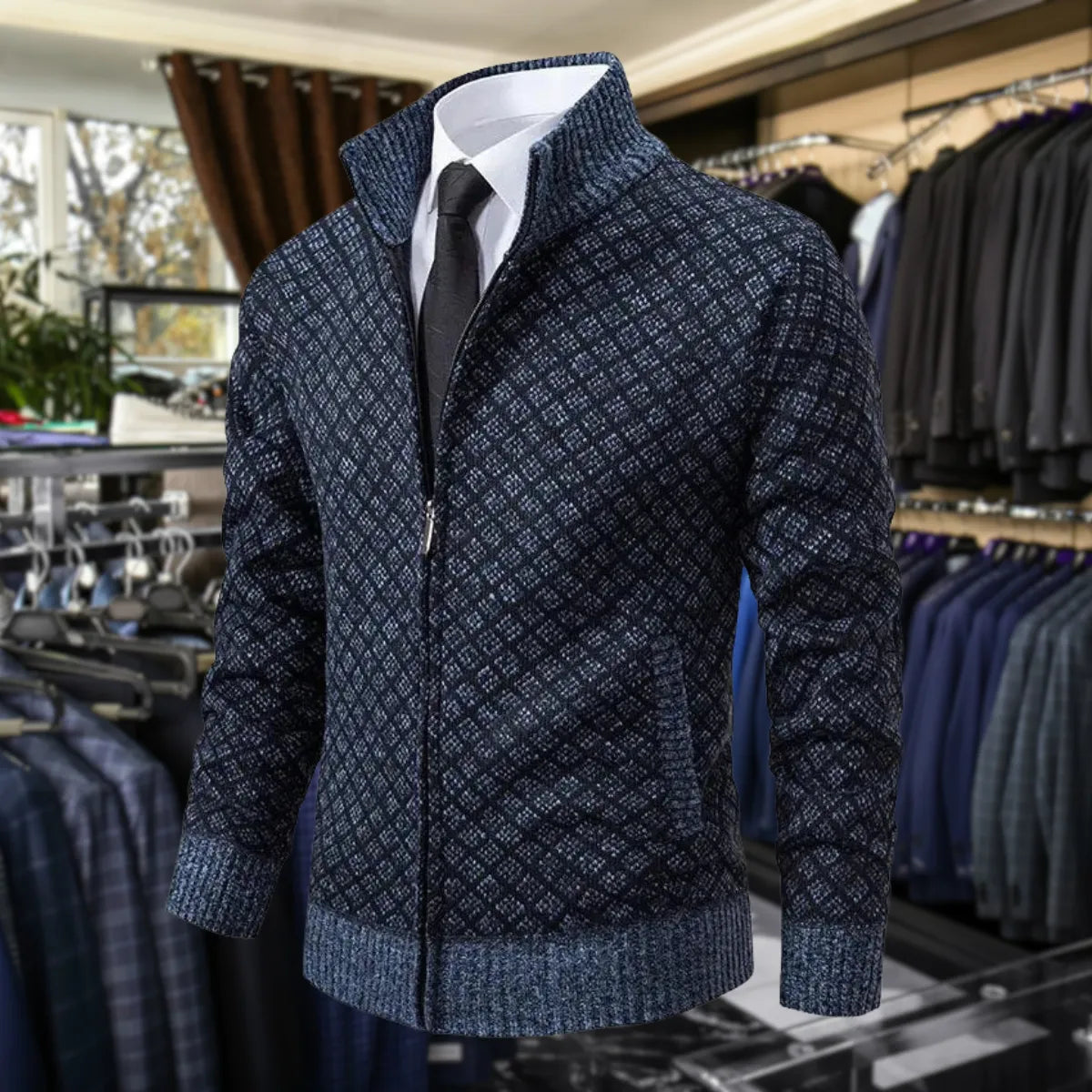 Herren Slim Fit Weste Business Freizeit mit Webmuster