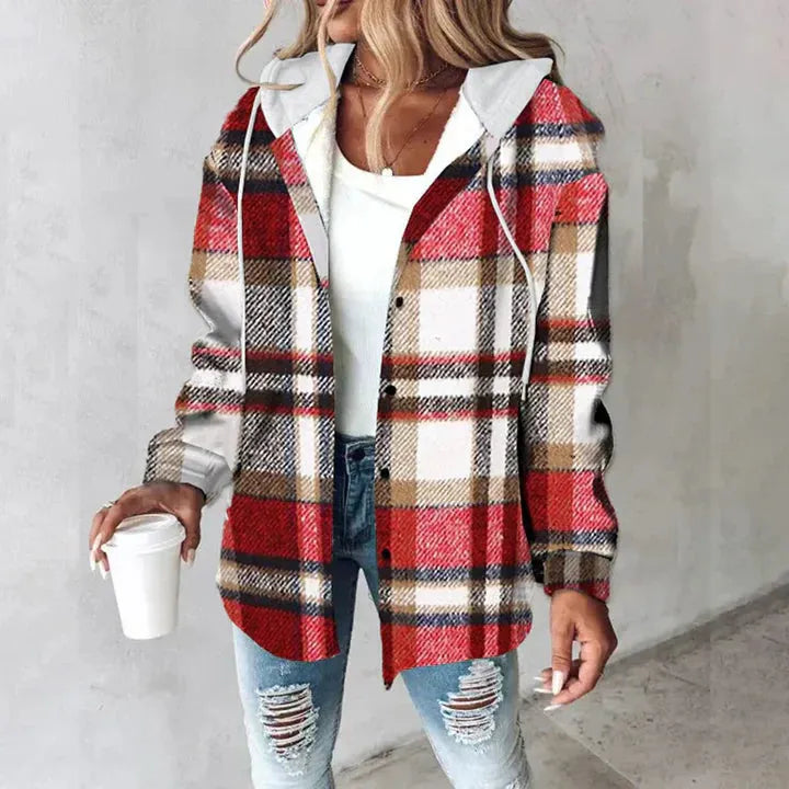 Damen Übergangsjacke Relaxed Fit Casual mit Karomuster