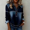 Damen Jeansbluse Vintage Zweifarbig Regular Fit Casual