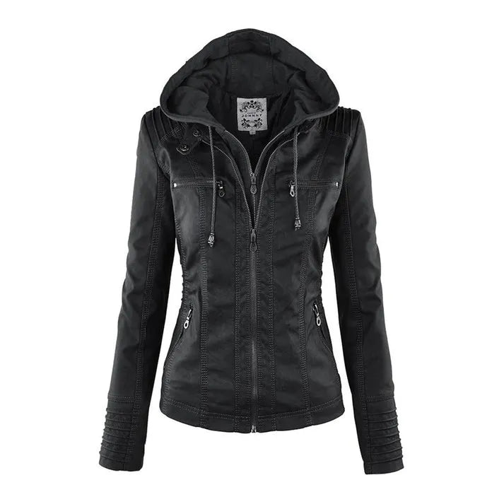 Damen Slim Fit Kapuzenjacke Casual mit abnehmbarer Kapuze