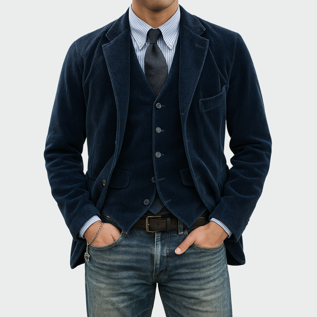 Samtjacke und Weste Herren Slim Fit Business Elegant Set