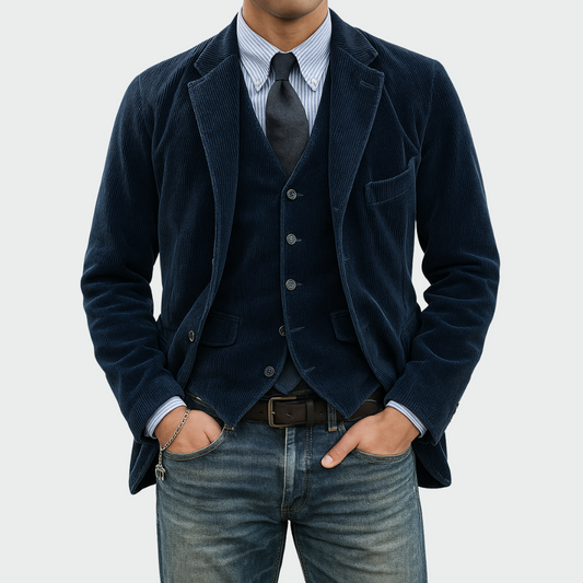 Samtjacke und Weste Herren Slim Fit Business Elegant Set