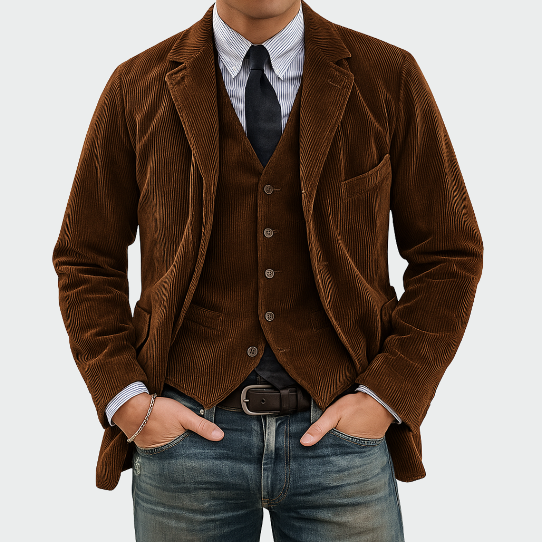 Samtjacke und Weste Herren Slim Fit Business Elegant Set
