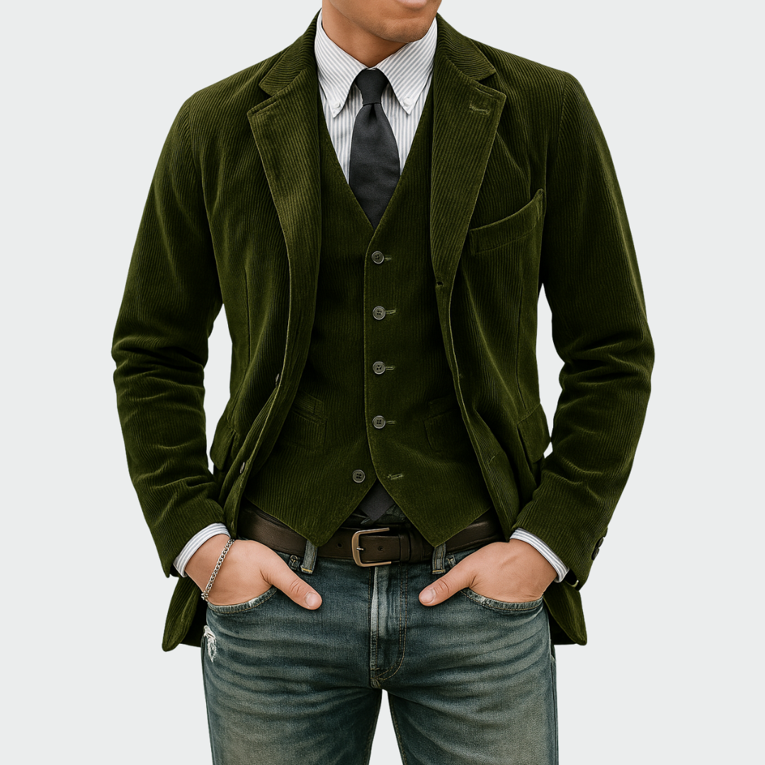 Samtjacke und Weste Herren Slim Fit Business Elegant Set