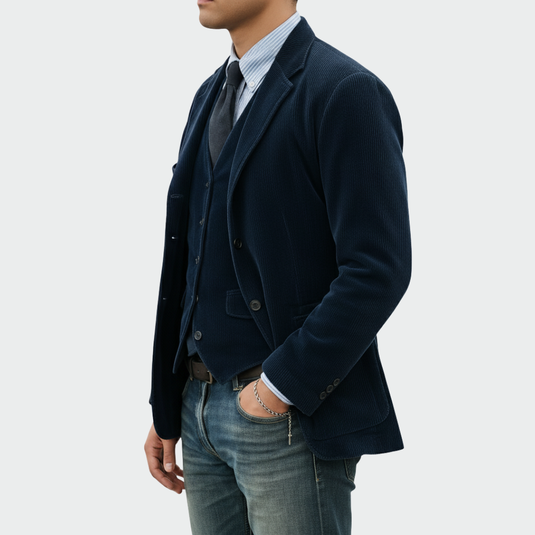 Samtjacke und Weste Herren Slim Fit Business Elegant Set