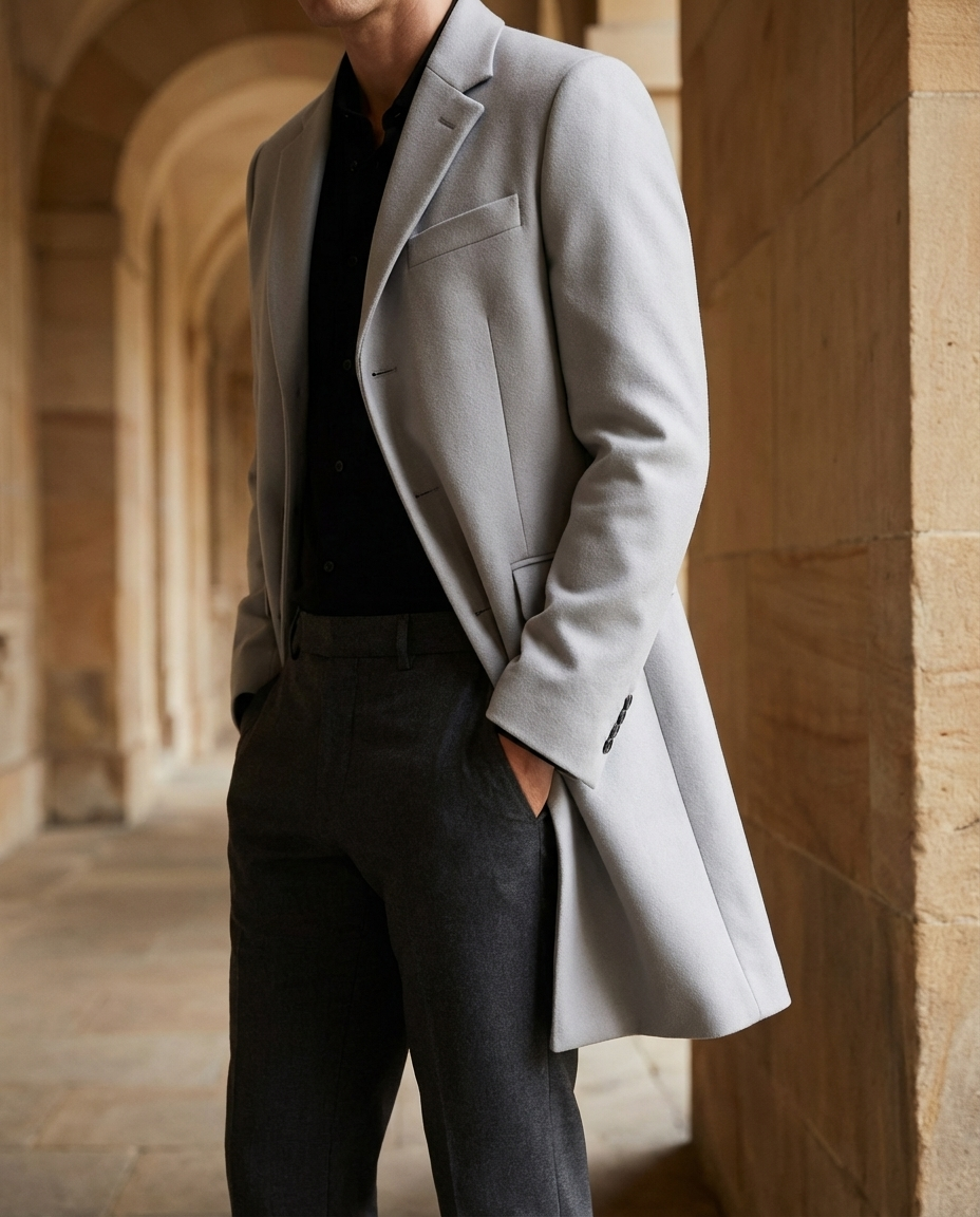 Herren Übermantel Slim Fit Freizeit