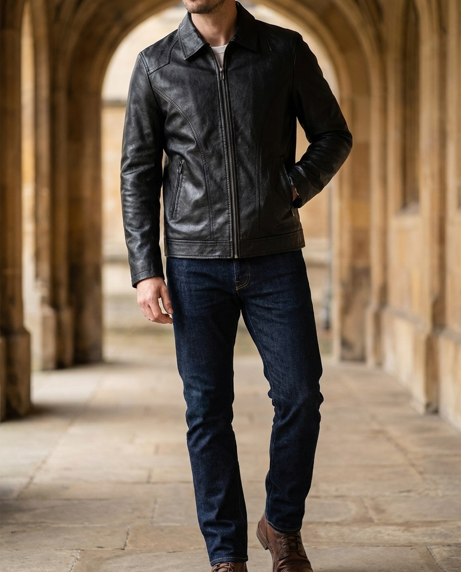 Herren Lederjacke Slim Fit Freizeit & Abenteuer