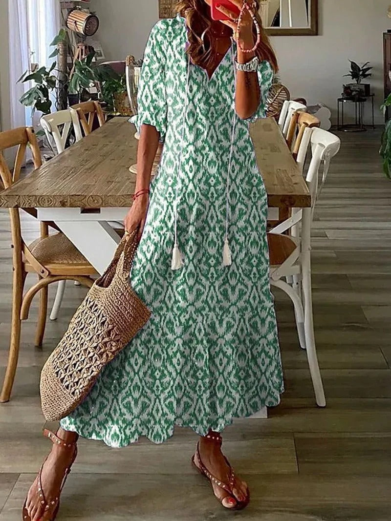 Damen Boho Kleid Regular Fit Sommer Freizeit Elegant