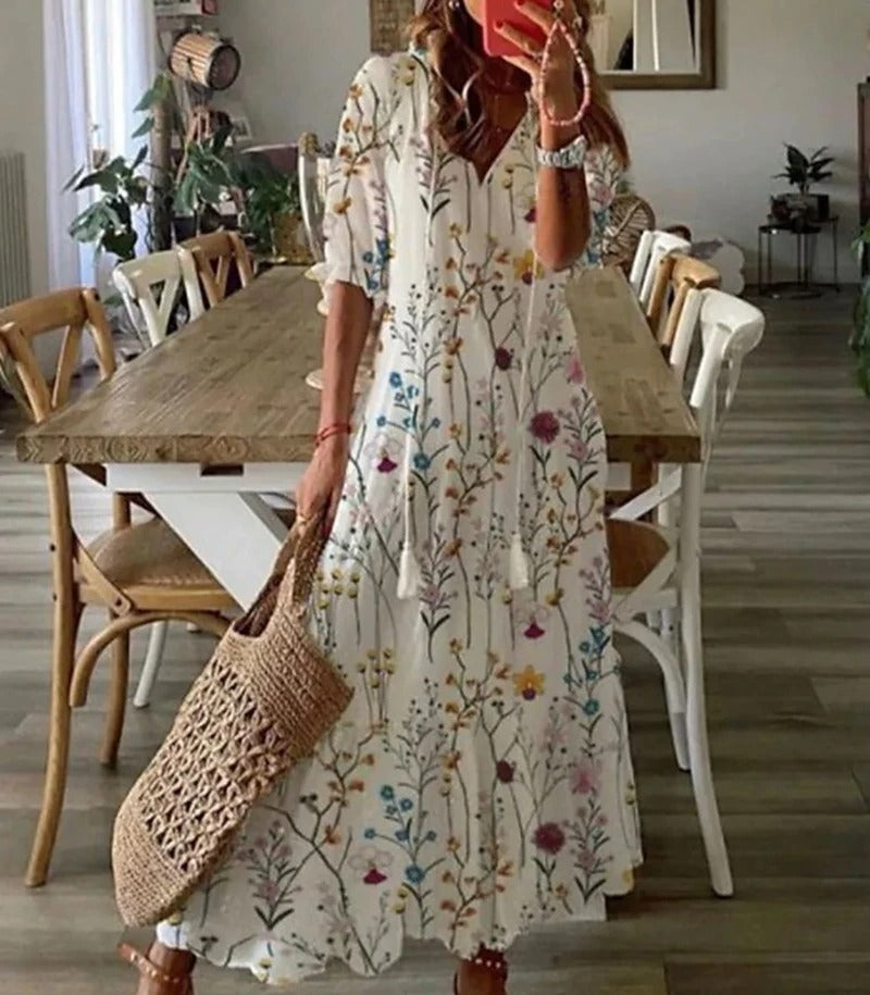Damen Boho Kleid Regular Fit Sommer Freizeit Elegant