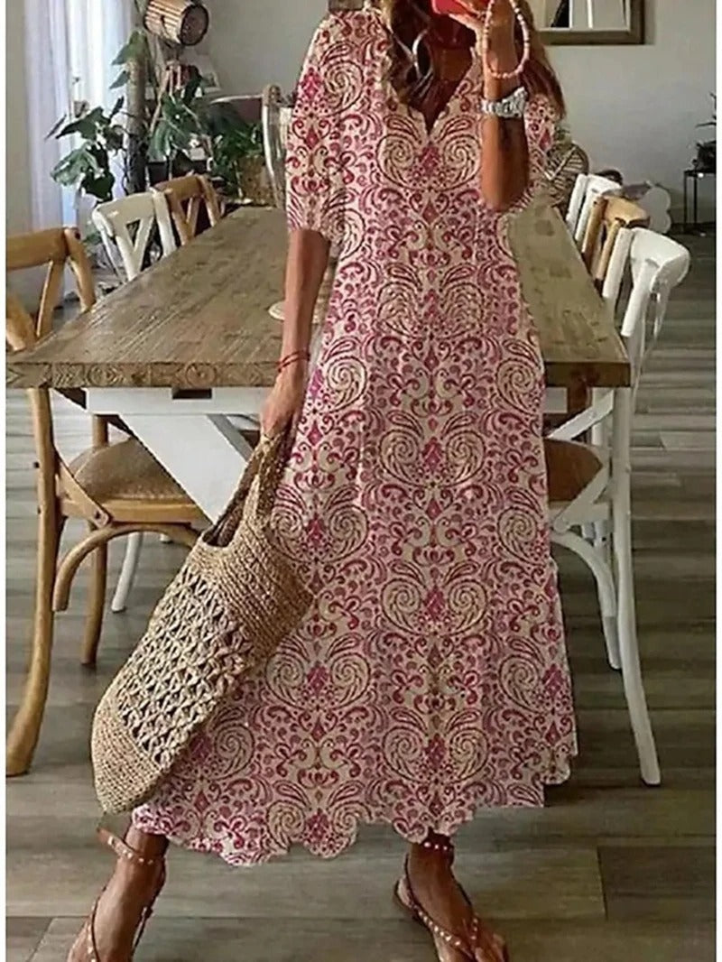 Damen Boho Kleid Regular Fit Sommer Freizeit Elegant